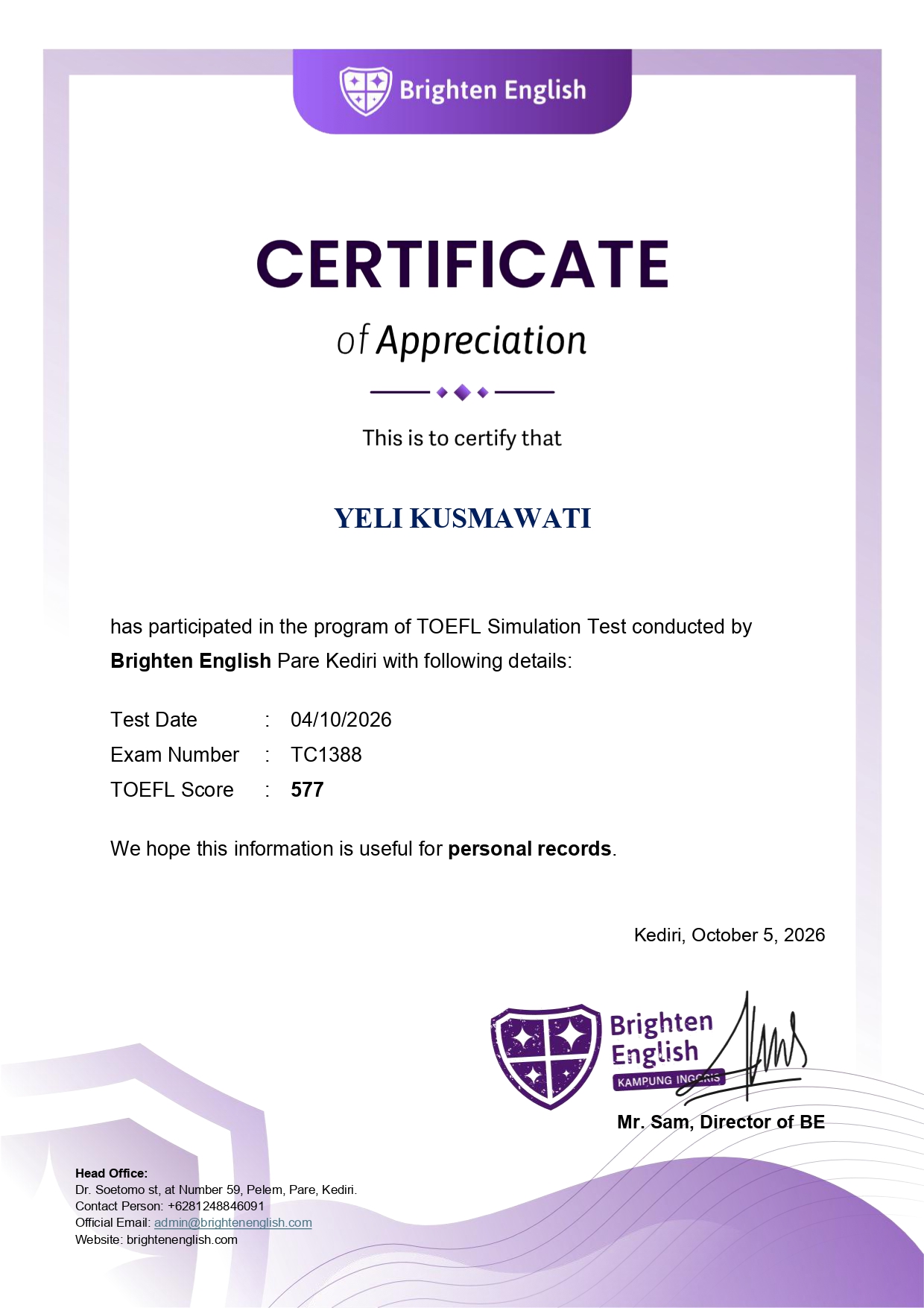 TOEFL Simulation Test